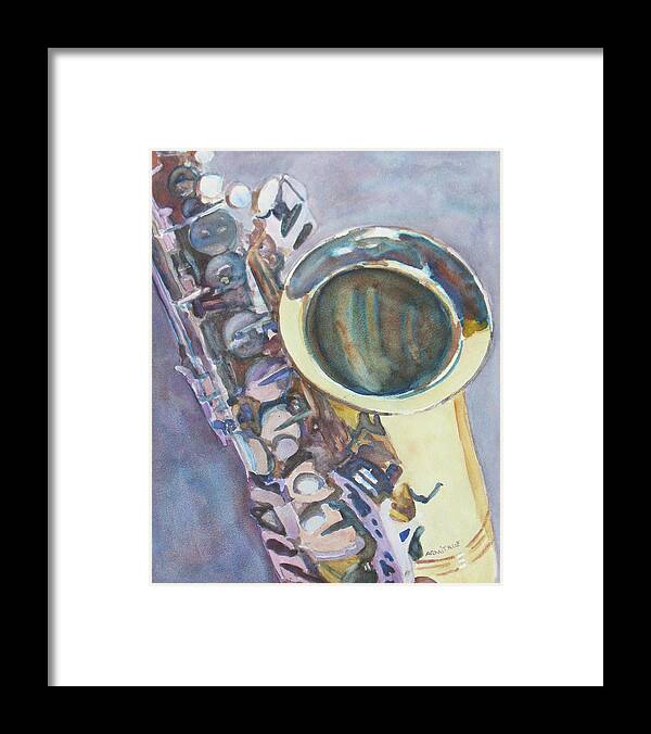 Sax Framed Print featuring the painting Purple Sax by Jenny Armitage