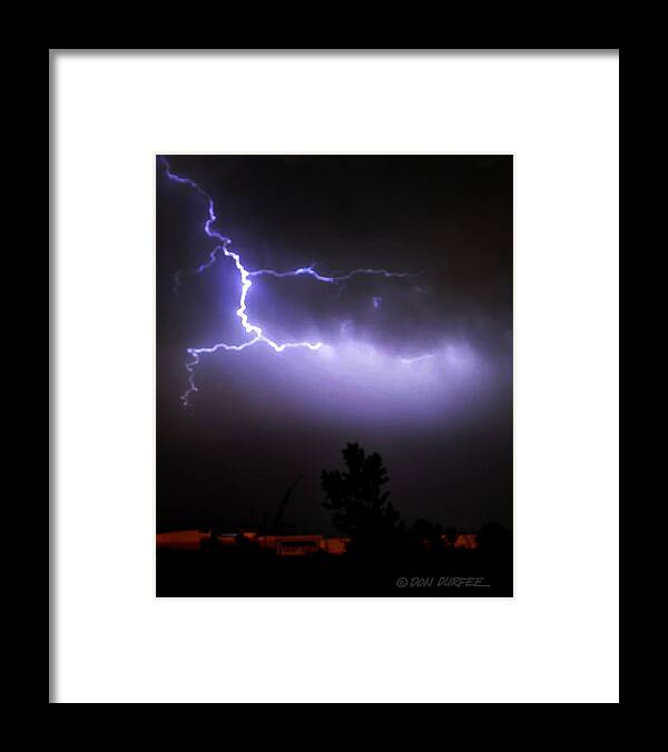 Lightening Framed Print featuring the photograph Purple Sky Lightening by Don Durfee