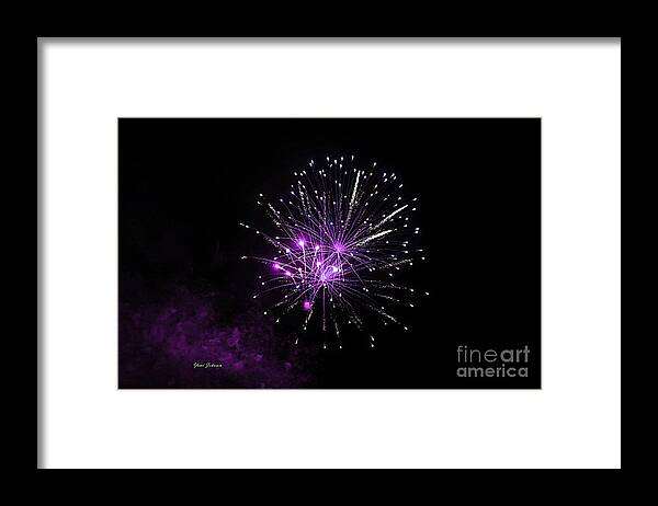 Fireworks Framed Print featuring the photograph Purple sparkle in the Sky by Yumi Johnson