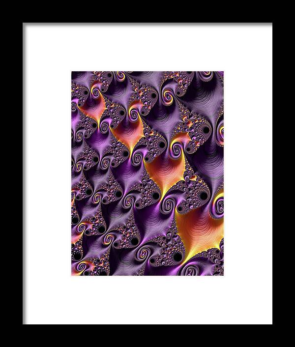 Digital Art Framed Print featuring the digital art Purple Spirals by Rajiv Chopra