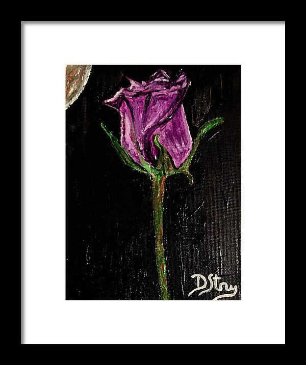 Portrait Framed Print featuring the mixed media Purple Under The Moon's Glow by Deborah Stanley