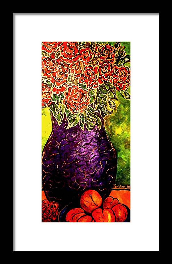 Flowers Framed Print featuring the painting Purple Vase by Laura Grisham
