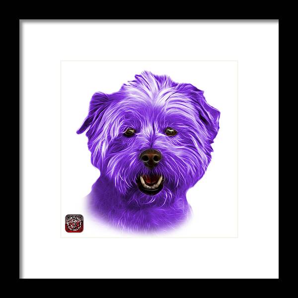 Westie Dog Framed Print featuring the mixed media Purple West Highland Terrier Mix - 8674 - WB by James Ahn
