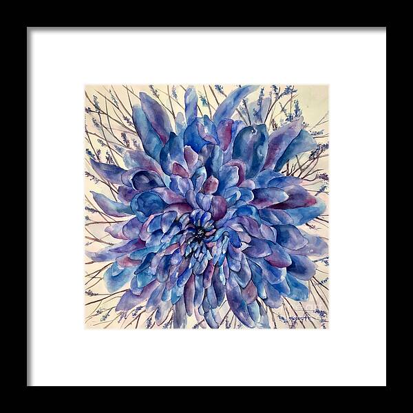 Flowers Framed Print featuring the painting Purplish Blue Petals by Karen Ann