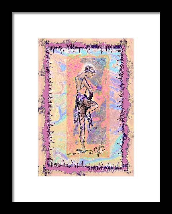 Ballet Framed Print featuring the digital art Putting on Pointe Shoe by Cynthia Sorensen