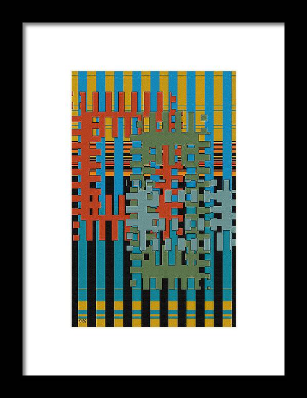 Geometric Abstract Framed Print featuring the digital art Puzzled by Ben and Raisa Gertsberg