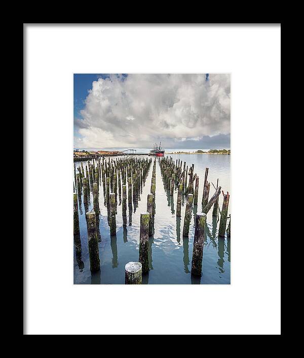 Humboldt Bay Framed Print featuring the photograph Pylons to the Ship by Greg Nyquist