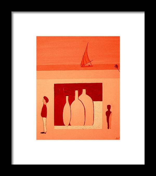 Egypt Framed Print featuring the painting Pyramids on the left by Bill OConnor