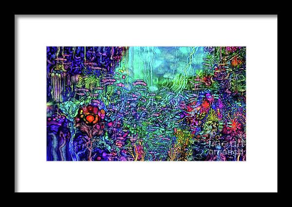 Coral Framed Print featuring the digital art Qualia's Reef Fish and Jellyfish by Russell Kightley