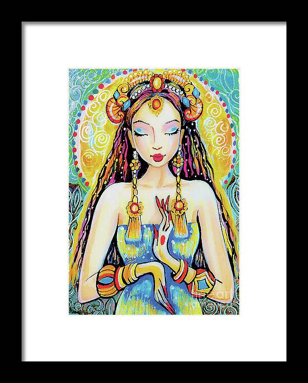 Indian Goddess Framed Print featuring the painting Quan Yin by Eva Campbell