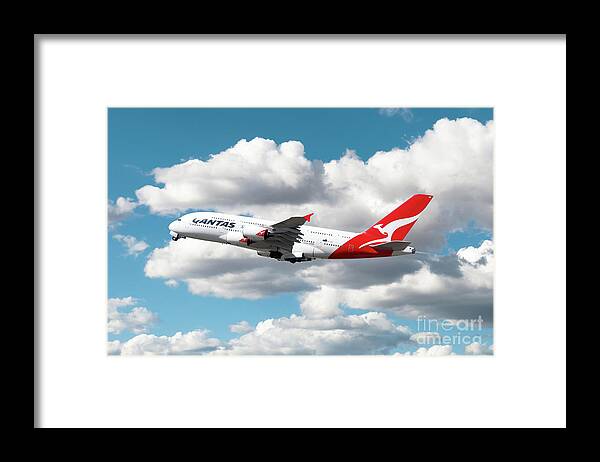 Airbus Framed Print featuring the digital art Qantas A380 by Airpower Art