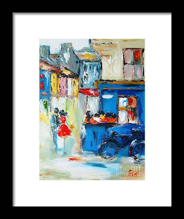 Galway Framed Print featuring the painting Quay Street Galway Ireland As A Signed And Numbered Print On Canvas by Mary Cahalan Lee - aka PIXI