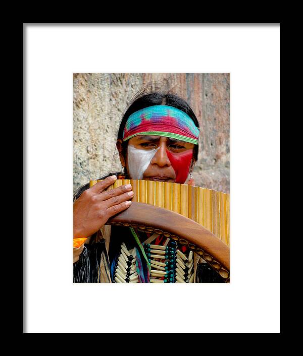 Al Bourassa Framed Print featuring the photograph Quechuan Pan Flute Player by Al Bourassa