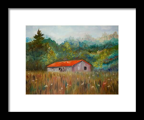 Trees Framed Print featuring the painting Queen Anne Lace Farm by Phil Burton