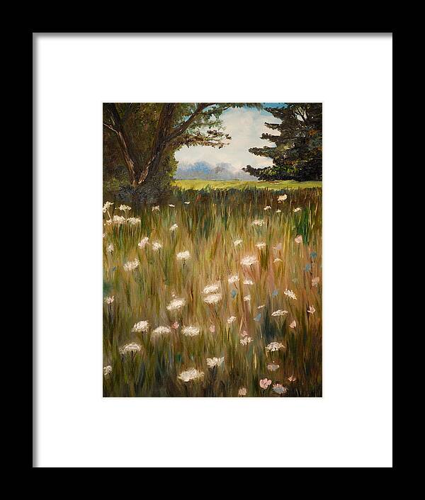 Field Framed Print featuring the painting Queen Anne Lace by Phil Burton