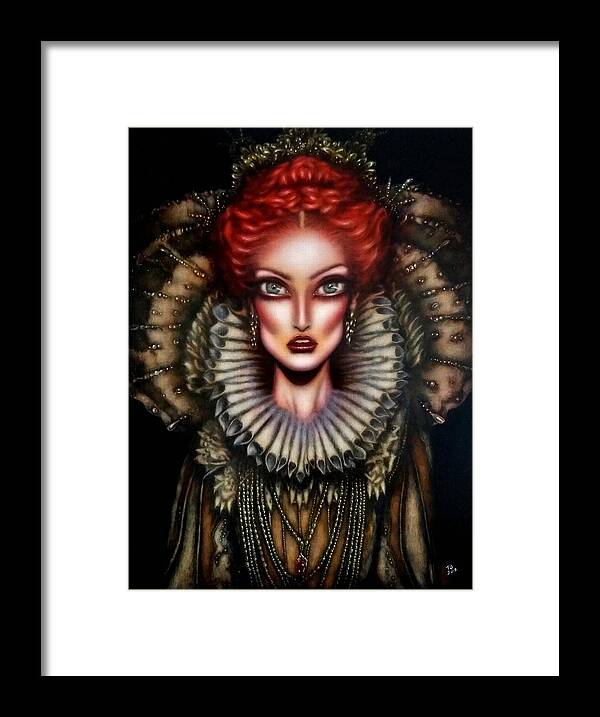 Orange Framed Print featuring the painting Queen Elizabeth Painting by Tiago Azevedo Pop Surrealism Art by Tiago Azevedo