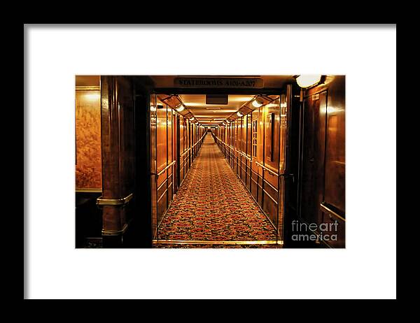 Queen Mary Framed Print featuring the photograph Queen Mary Hallway by Mariola Bitner