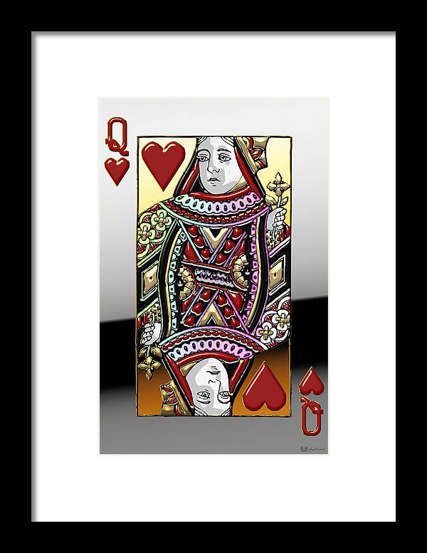 'gamble' Collection By Serge Averbukh Framed Print featuring the digital art Queen of Hearts  by Serge Averbukh
