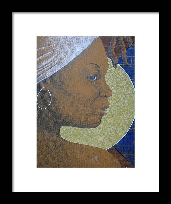Black Framed Print featuring the drawing Queen Q by Edmund Royster