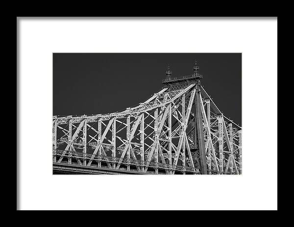 Queensboro Bridge Framed Print featuring the photograph Queensboro Ed Koch Bridge II BW by Susan Candelario
