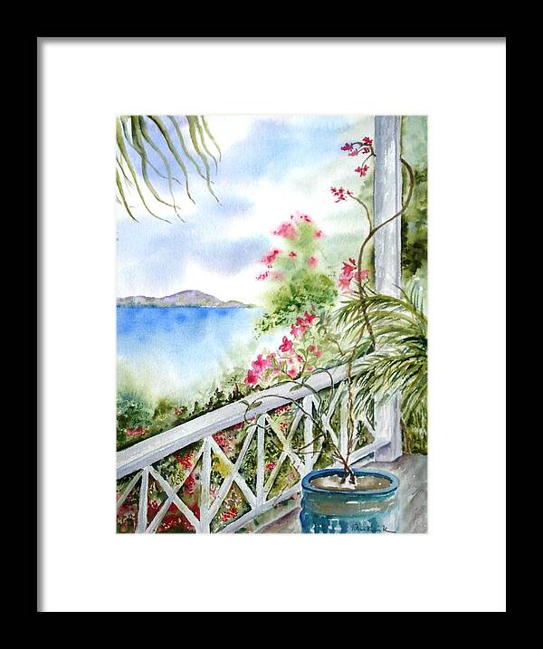 Caribbean Framed Print featuring the painting Quiet Corner by Diane Kirk