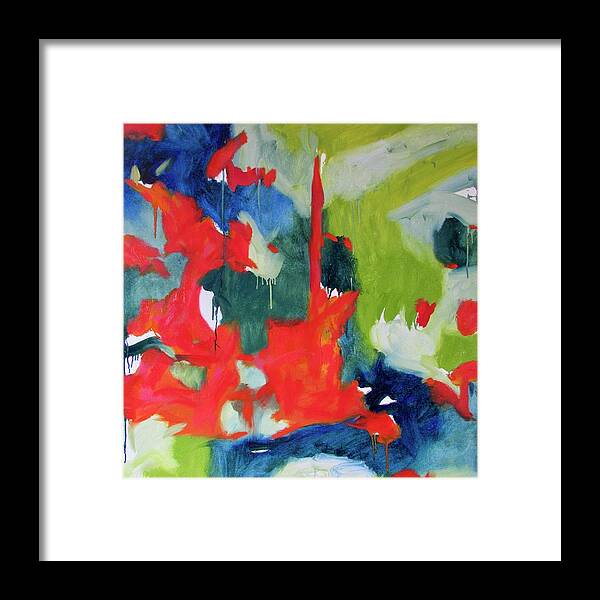 Abstract Framed Print featuring the painting Quiet in the Forest by Steven Miller