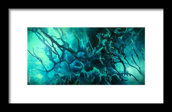 Abstract Framed Print featuring the painting 'Quiet' by Michael Lang