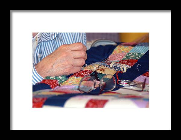 Hands Framed Print featuring the photograph Quilter's Hands by Wanda Brandon