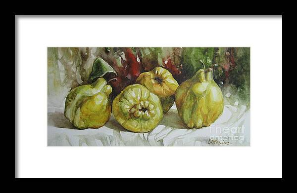 Quince Framed Print featuring the painting Quinces by Elena Oleniuc