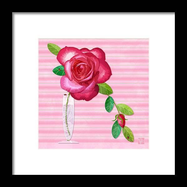 R Is For Rose Framed Print featuring the digital art R is for Rose by Valerie Drake Lesiak