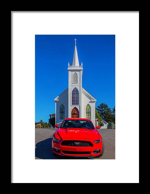Red Framed Print featuring the photograph Race Car Red Mustang by Garry Gay