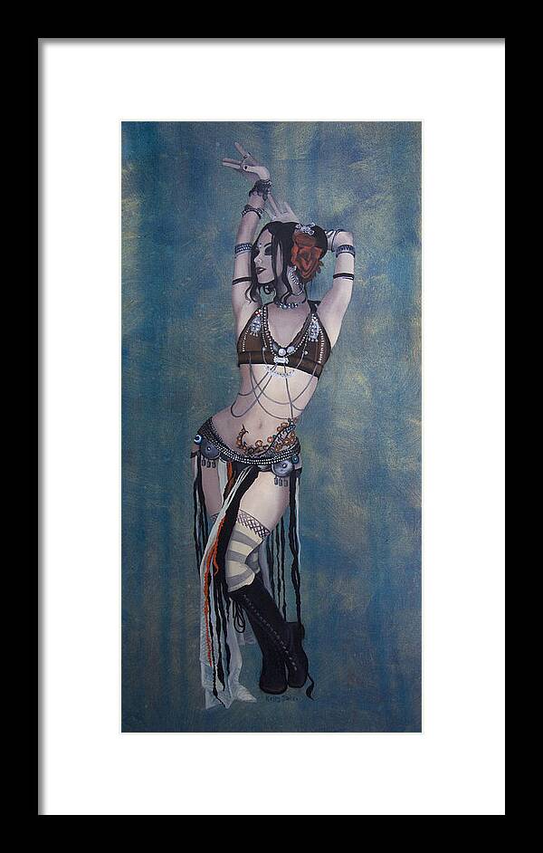 Rachel Brice Framed Print featuring the painting Rachel Brice - Belly Dancer by Kelly King