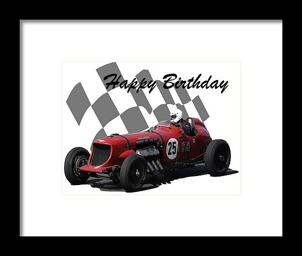 Racing Car Framed Print featuring the photograph Racing Car Birthday Card 3 by John Colley