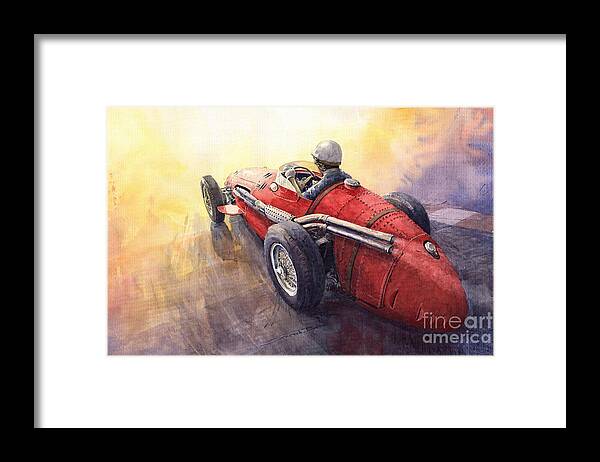 Auto Framed Print featuring the painting Racing Light Maserati 250 F by Yuriy Shevchuk