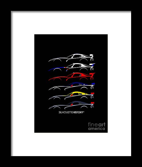 Sports Car Framed Print featuring the digital art Racing Snake SilhouetteHistory by Gabor Vida