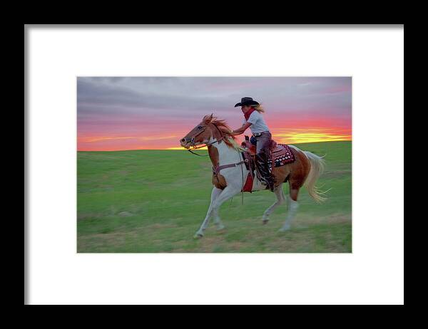 Horse Framed Print featuring the photograph Racing the Sunset by Amanda Smith