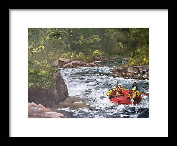 Colorado Framed Print featuring the painting Rafting in Colorado by Marti Idlet