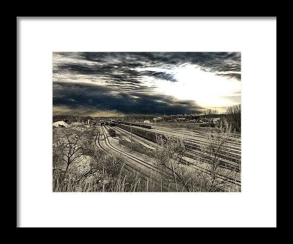 Train Framed Print featuring the photograph Rail Yard 4 by Scott Hovind