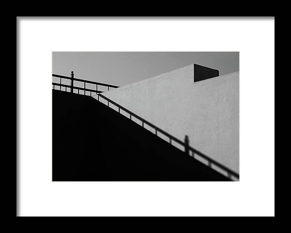 Minimal Framed Print featuring the photograph Railing Shadow Minimal by Prakash Ghai
