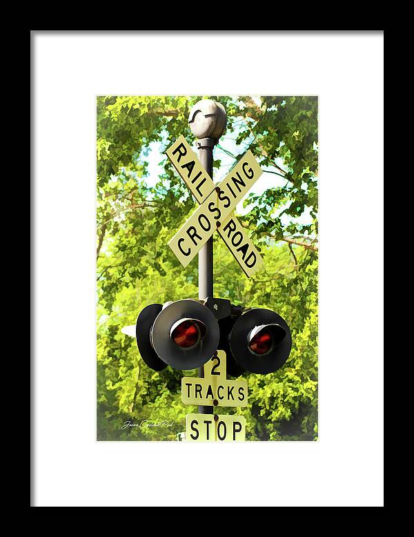 Antique Framed Print featuring the photograph Railroad Crossing by Joann Copeland-Paul