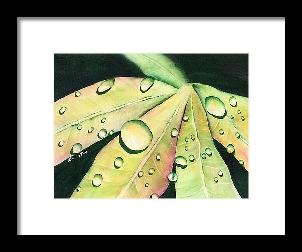 Rain Drops Framed Print featuring the painting Rain drops by Lyn DeLano