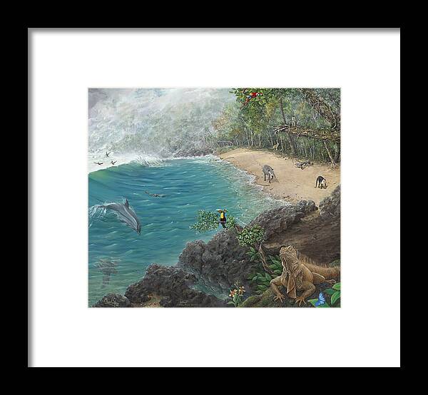 Landscape Framed Print featuring the painting Rain Forest by Manuel Gonzalez