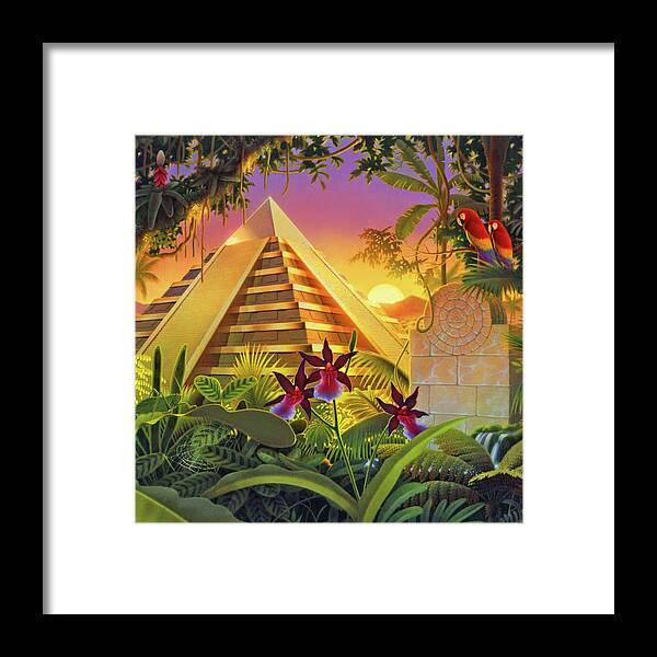 Rain Forest Framed Print featuring the painting Rain Forest Pyramid by Robin Moline