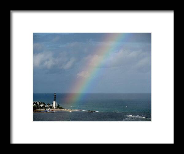 Florida Framed Print featuring the photograph Rainbow at Hillsboro Lighthouse by Corinne Carroll