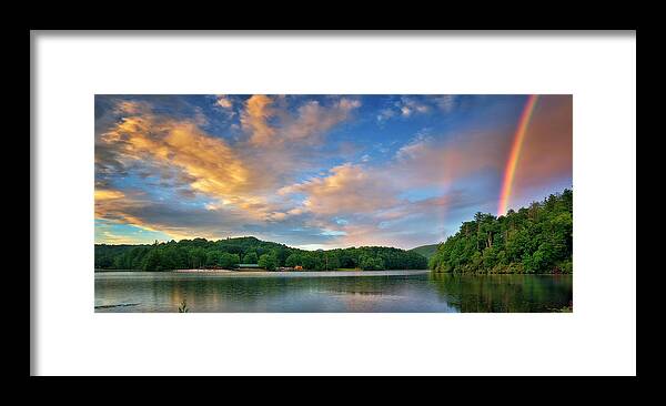 Rainbow Framed Print featuring the photograph Rainbow at Linville Land Harbor by Steve Hurt