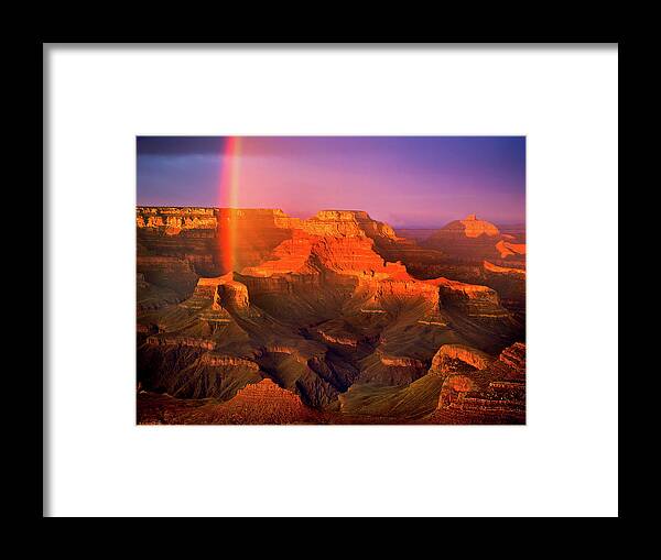 Rainbow Framed Print featuring the photograph Rainbow at the Grand Canyon by Mark Miller
