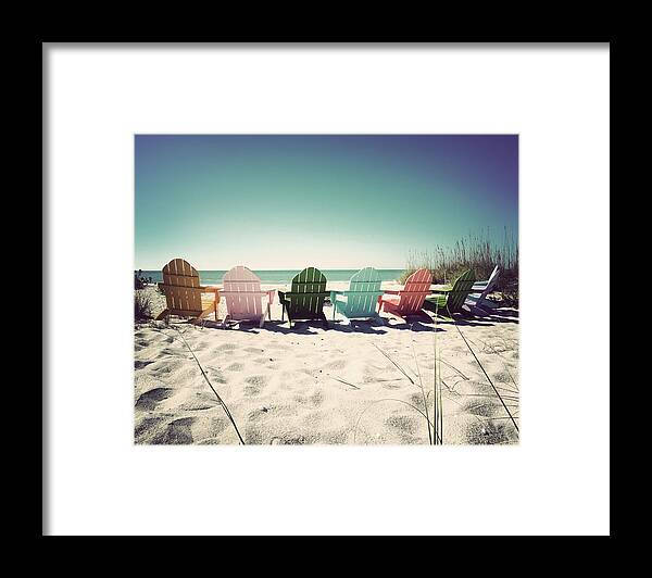 Florida Framed Print featuring the photograph Rainbow Beach-Vintage by Chris Andruskiewicz