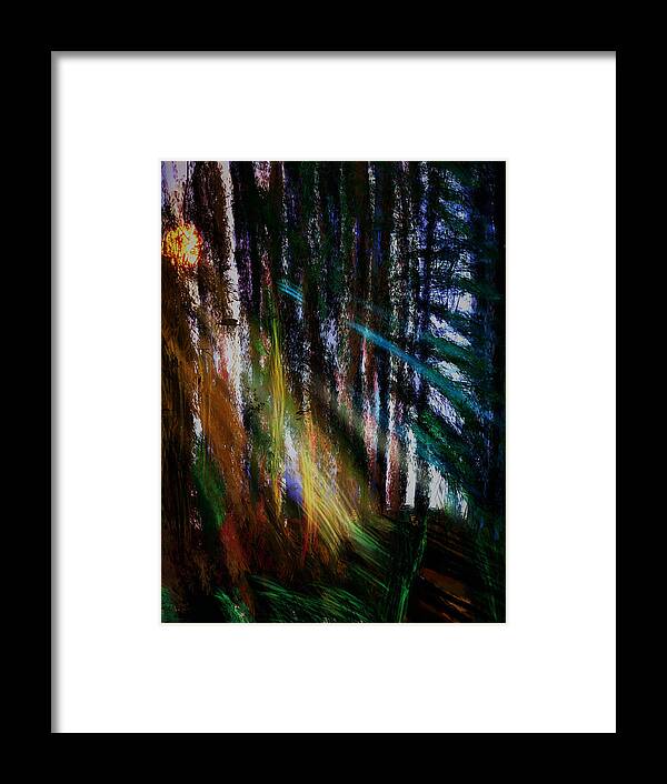 Tiltbrush Framed Print featuring the digital art Rainbow Forest Tilted by Kab