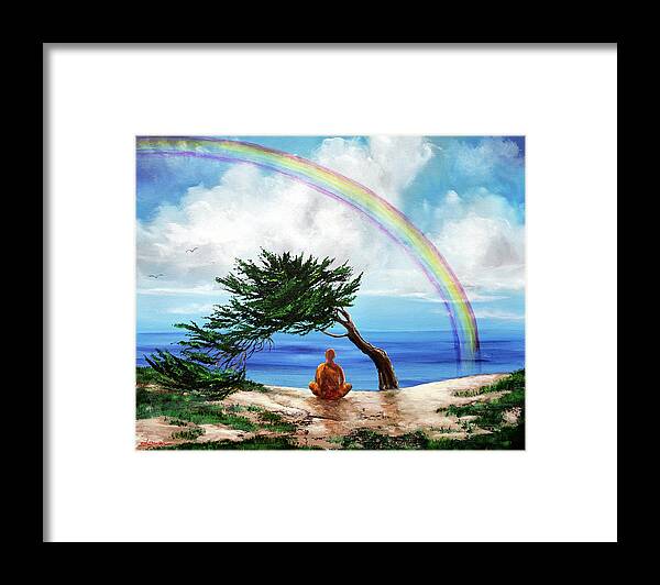 Buddha Framed Print featuring the painting Rainbow of Hope by Laura Iverson