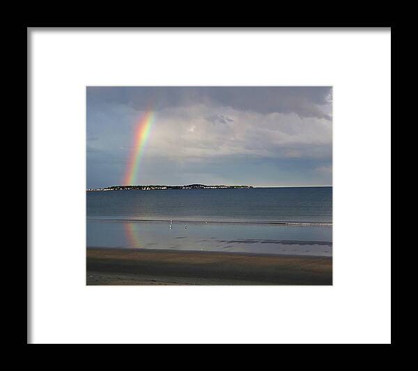 Revere Framed Print featuring the photograph Rainbow Over Nahant from Revere Beach Revere MA North Shore by Toby McGuire